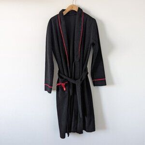 Unbranded Women's Long Black Robe with Red Accents, Size Medium
